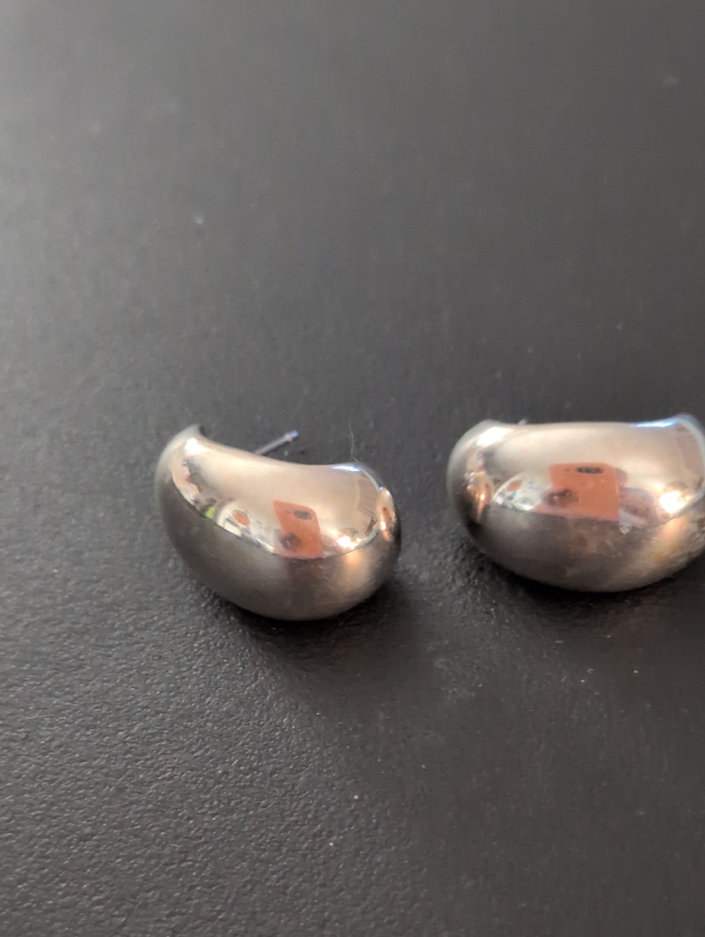Monet Vintage Classic Silver Dome Hoop Earrings - Sleek Silver Women's Jewelry